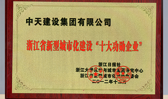 2012年浙江省新型城市化建设“十大功勋企业”