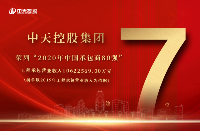 中天控股集团荣列“2020年中国承包商80强”第七位！
